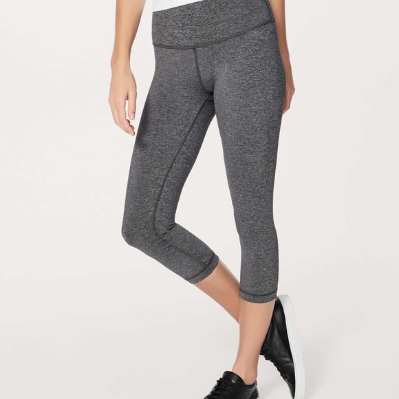 lululemon Wunder Under crop (Hi-Rise) Luxtreme 21" - Heathered Black - Picture 1 of 5